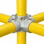 4 Way Centre Cross + Upright Key Clamp To Suit 48.3mm Tube - Galvanised Steel
