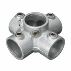 4 Way Centre Cross + Upright Key Clamp To Suit 48.3mm Tube - Galvanised Steel