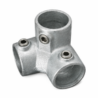 90° Three Way Top Rail Corner Key Clamp To Suit 48.3mm Tube - Galvanised Steel