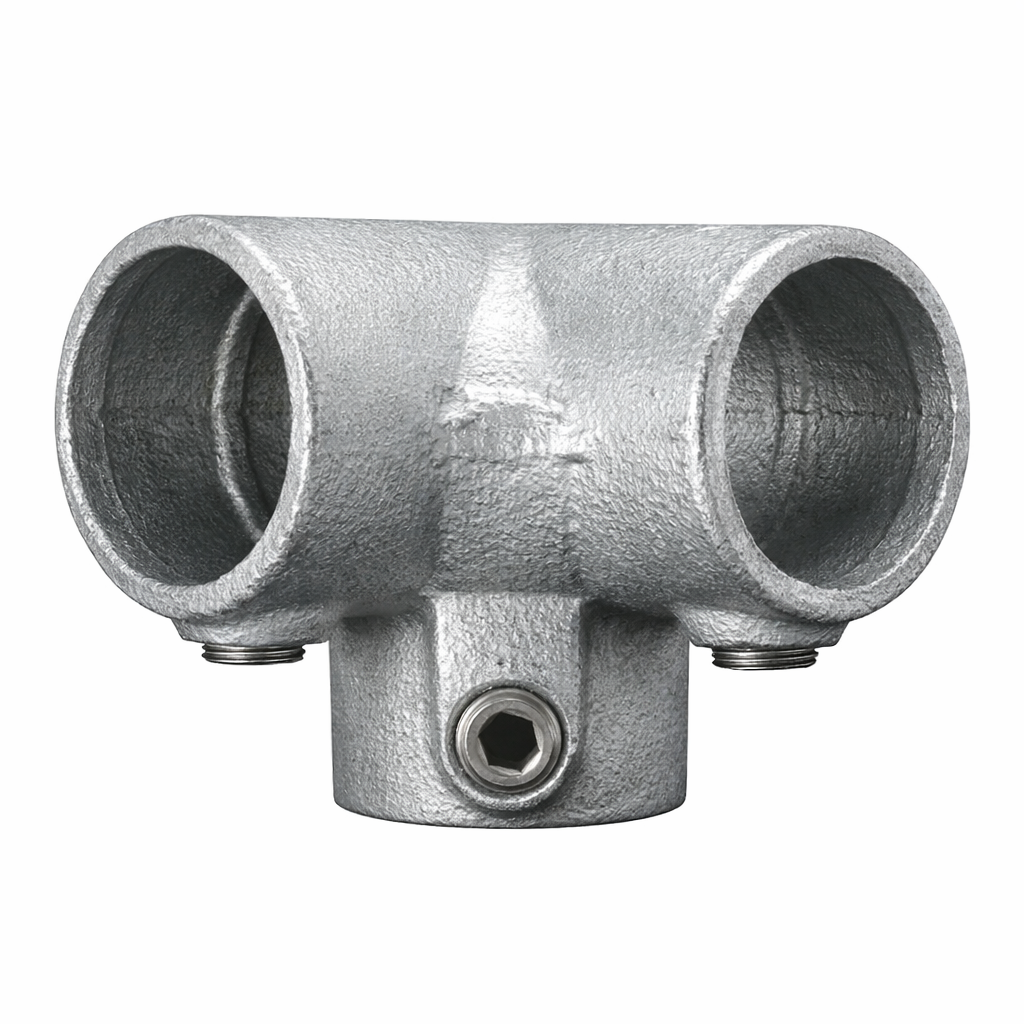 90° Three Way Top Rail Corner Key Clamp To Suit 48.3mm Tube - Galvanised Steel
