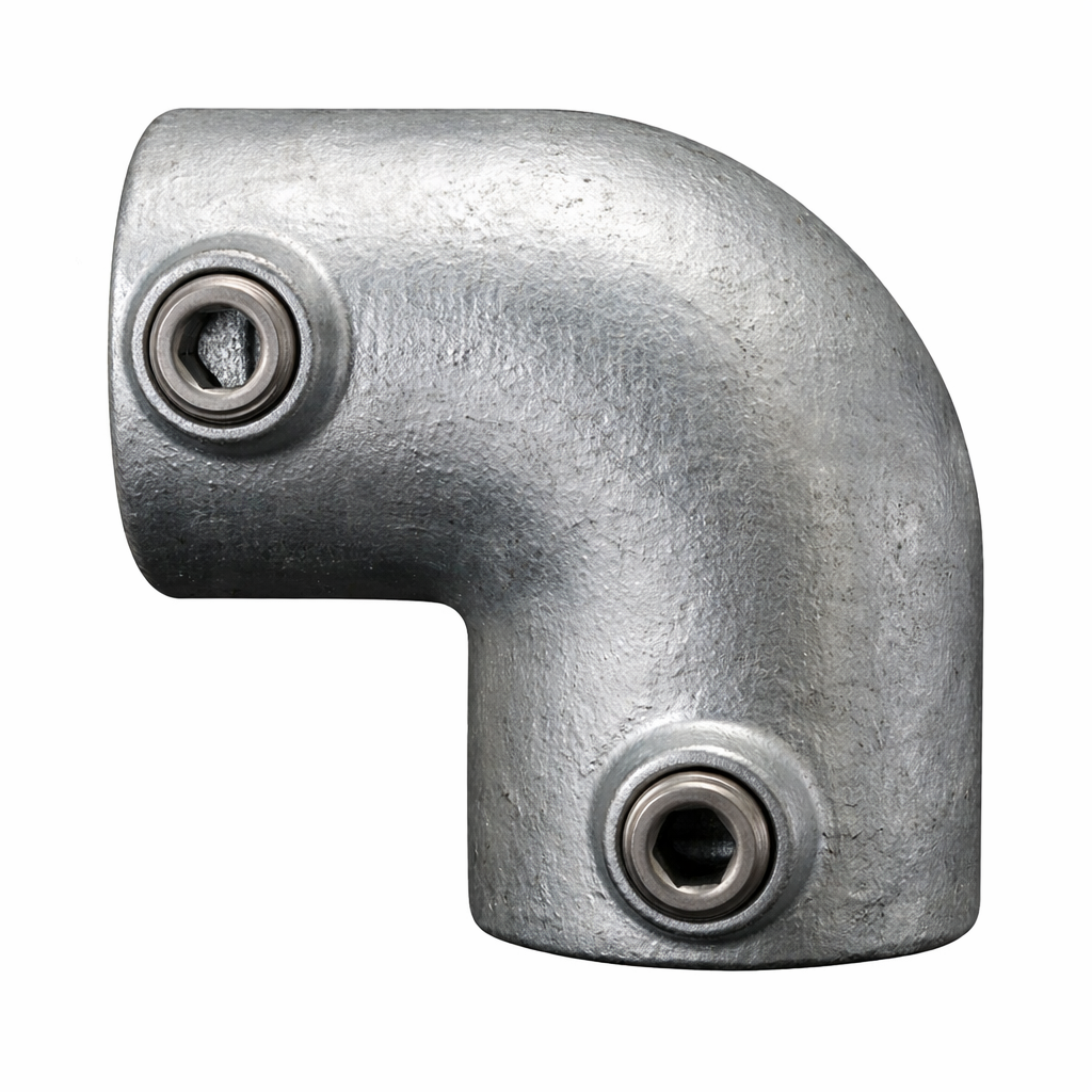 90 Degree 2 Way Elbow 48.3mm tube diameter - Galvanised Steel