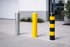 Heavy-Duty Steel Dig-In Bollard H1500mm x D168mm - Galvanized or Safety Yellow (RAL1007) or Black/Yellow