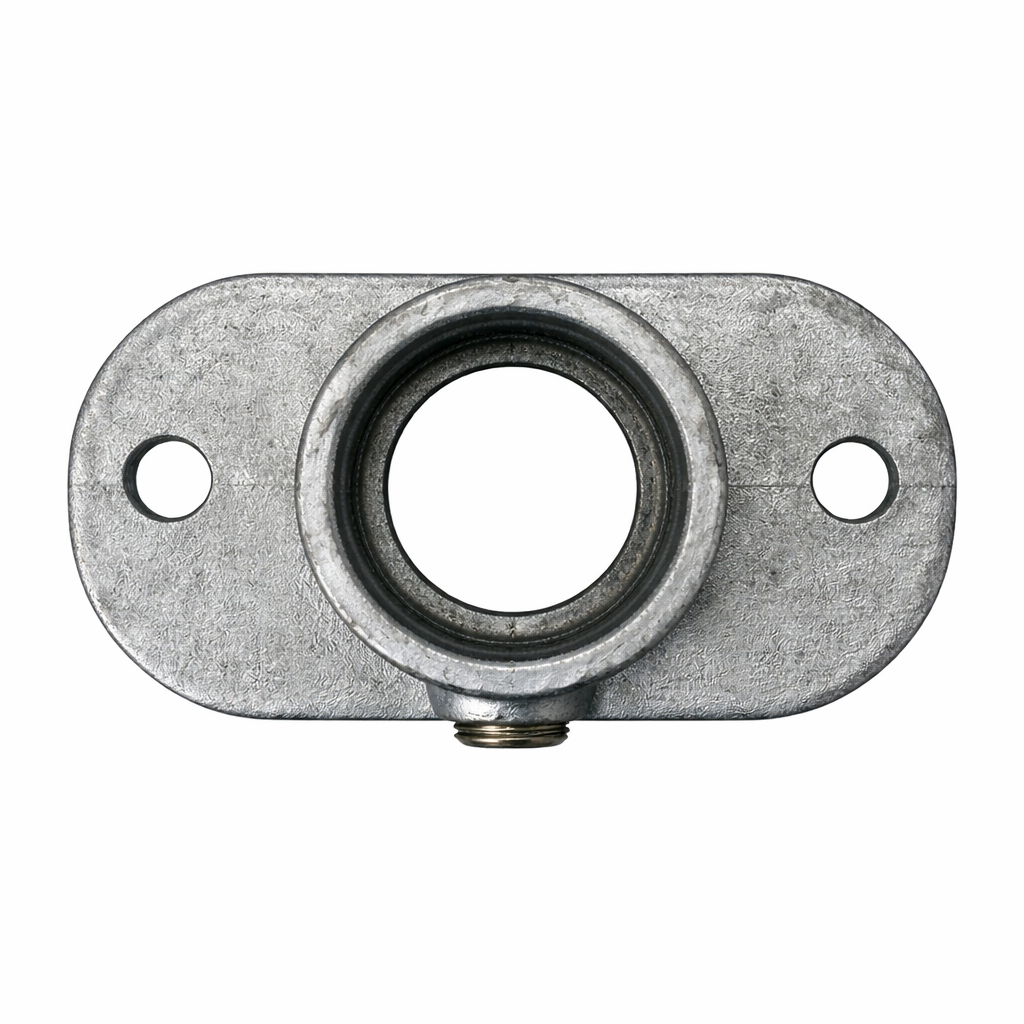Oval Base Flange Key Clamp To Suit 48.3mm Tube - Galvanised Steel