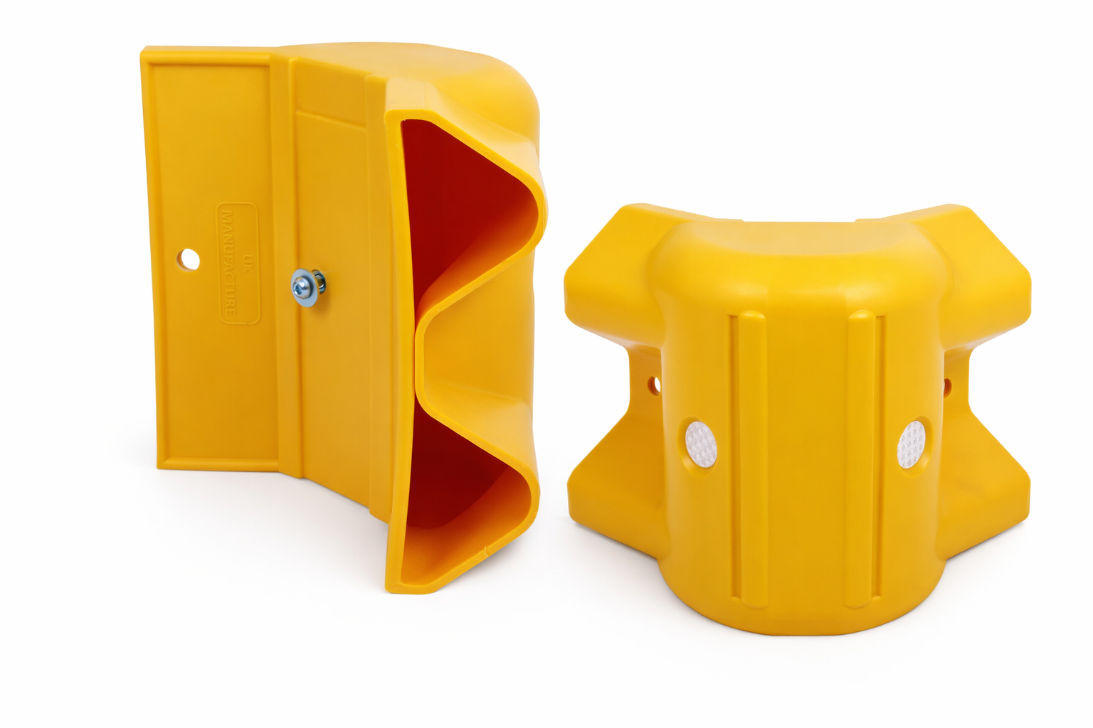 Yellow Plastic 90° External Armco Barrier Corner Section – Barrier Base