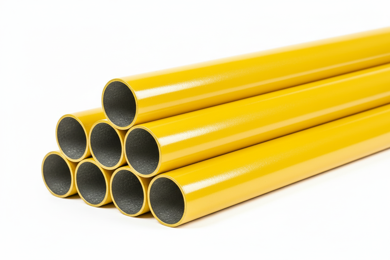 Powder coated safety yellow steel tube